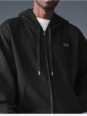 ALO Yoga Men’s Black Full-Zip Hoodie